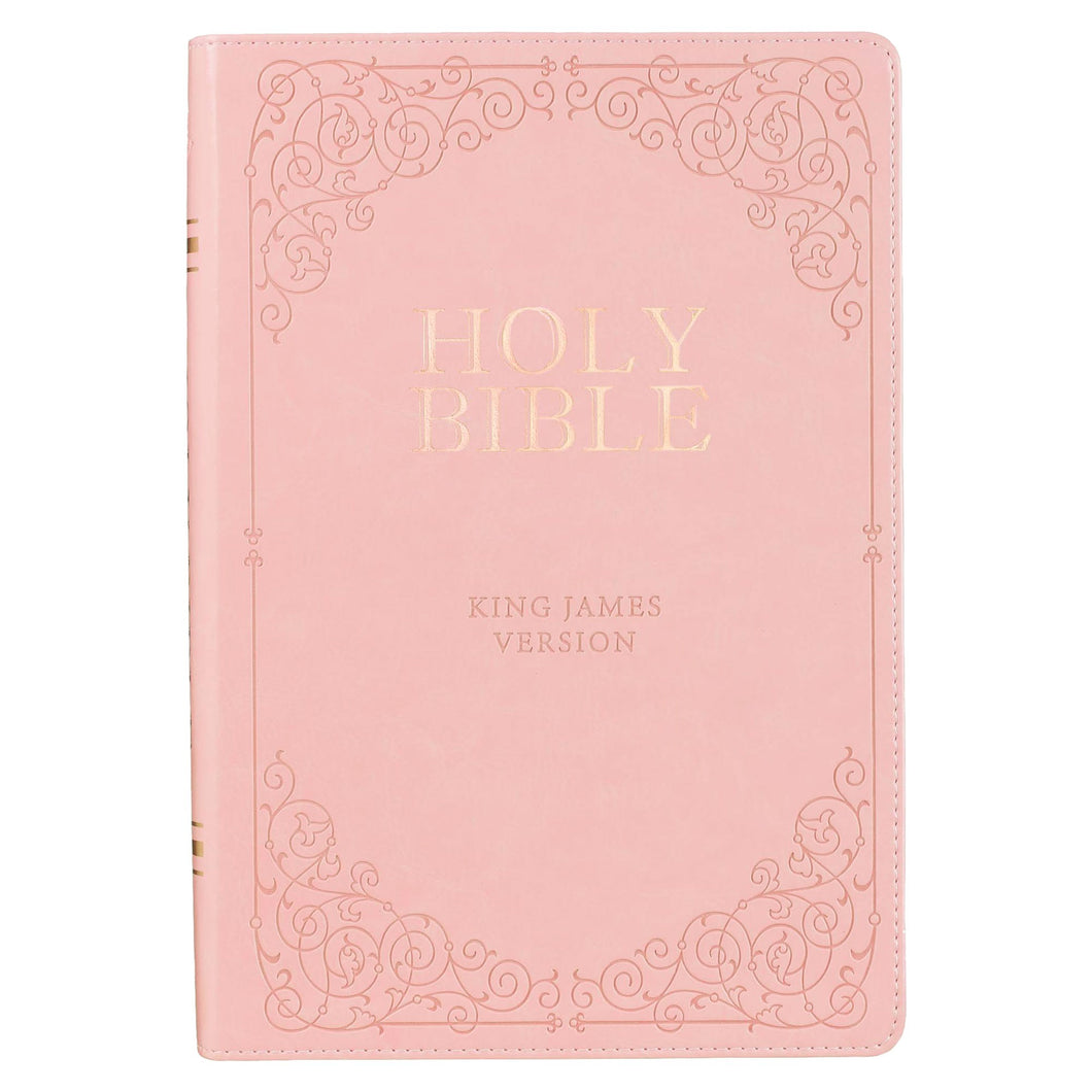 KJV Giant Print Bible (Full-Size)-Pink Faux Leather Indexed