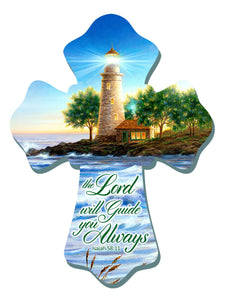 """Wall Cross-Lighthouse/The Lord Will Guide You (6"""" x 8"""")                                                                 """