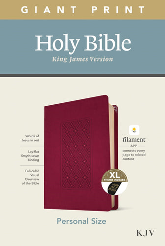 KJV Personal Size Giant Print Bible/Filament Enabled-Cranberry Diamond LeatherLike