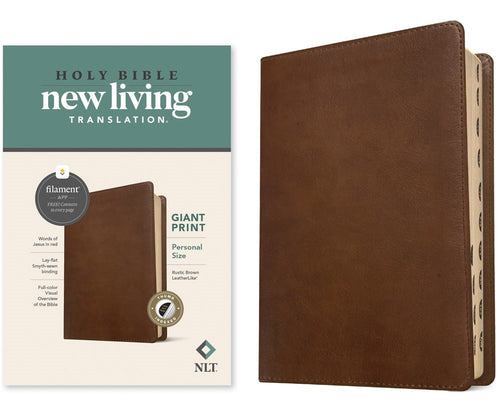 NLT Personal Size Giant Print Bible/Filament Enabled-Rustic Brown LeatherLike Indexed