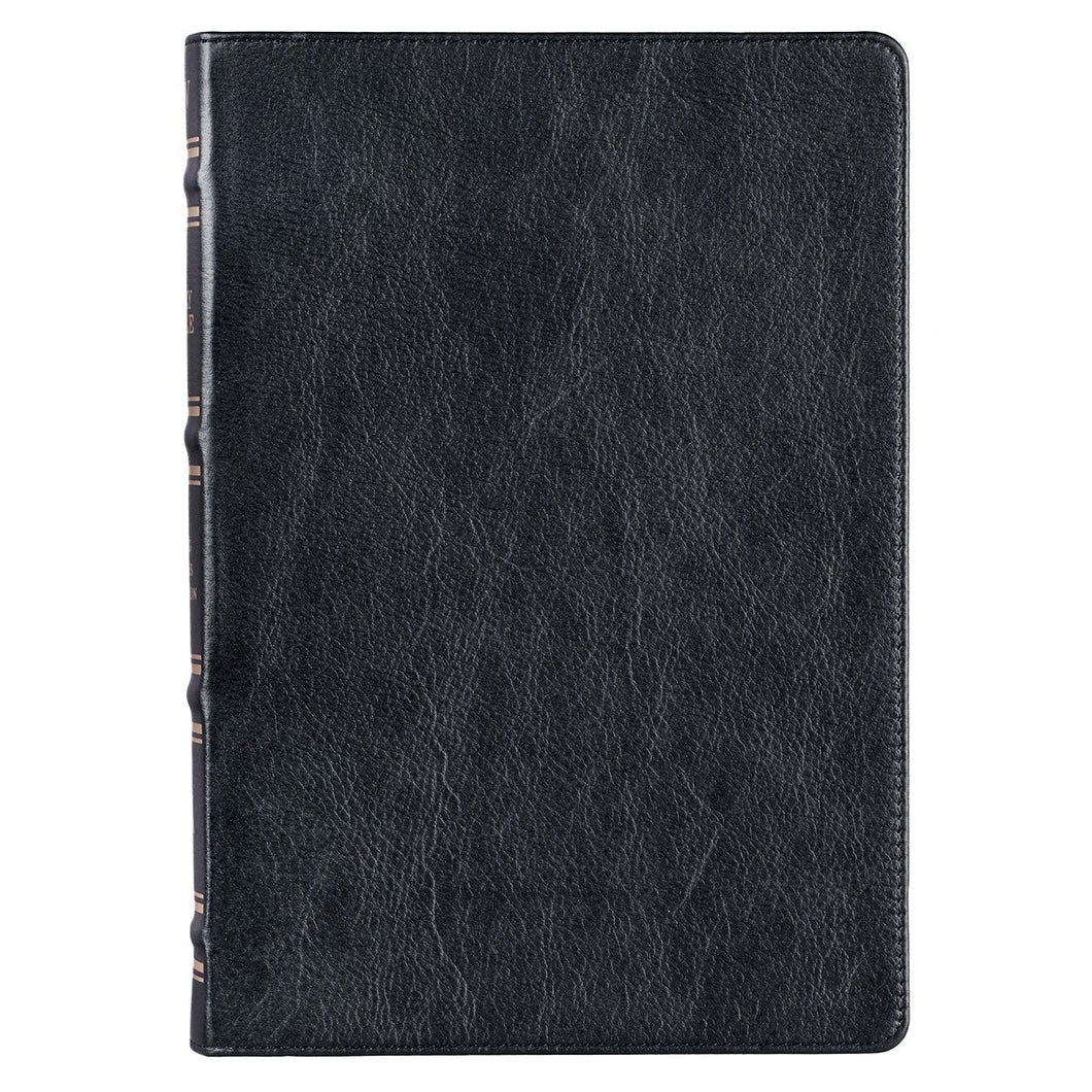 KJV Large Print Thinline Bible-Black Full Grain Leather Indexed