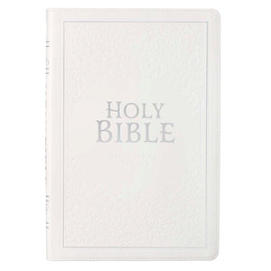 KJV Large Print Thinline Bible-White Faux Leather Indexed