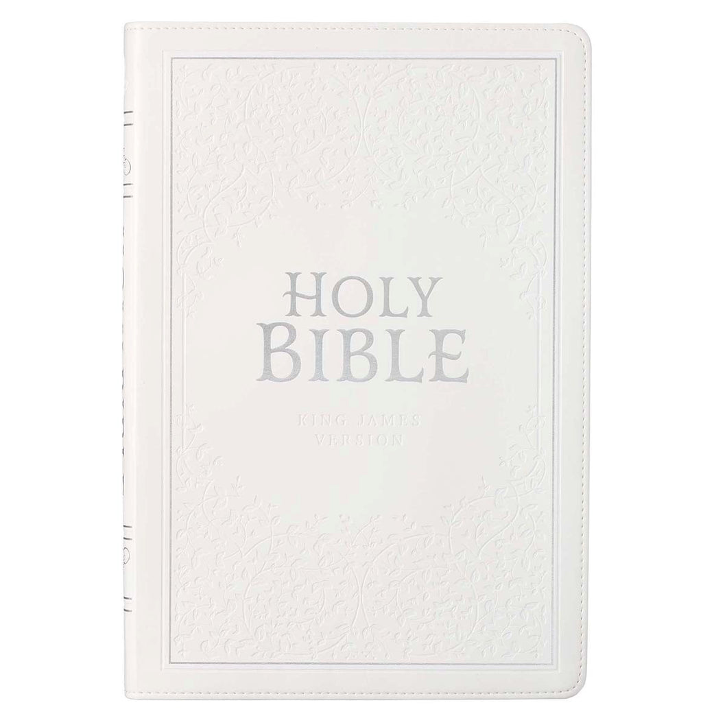 KJV Large Print Thinline Bible-White Faux Leather Indexed