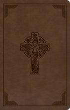 KJV Large Print Personal Size Reference Bible-Brown Celtic Cross LeatherTouch