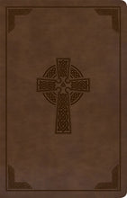 KJV Large Print Personal Size Reference Bible-Brown Celtic Cross LeatherTouch Indexed