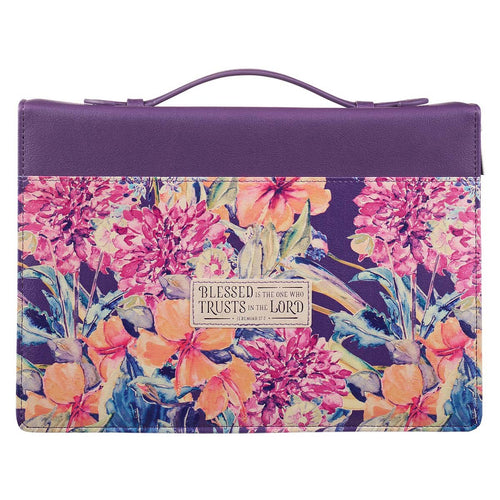 Bible Cover-Trust In The Lord Jeremiah 17:7-Purple- ED