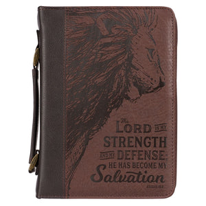 Bible Cover-Lord Is My Strength Exodus 15:2-Brown-MED