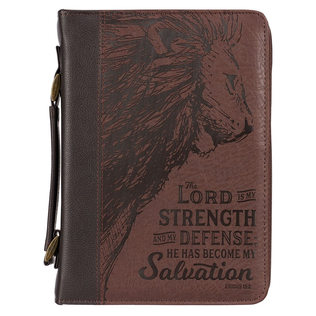 Bible Cover-Lord Is My Strength Exodus 15:2-Brown-MED