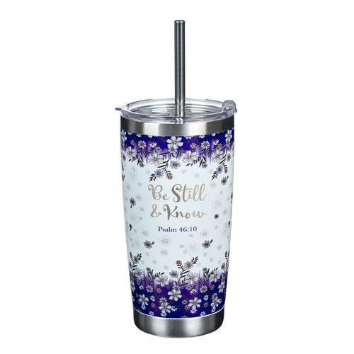 Travel Mug Be Still Psalm 46:10 (Stainless w/Straw)