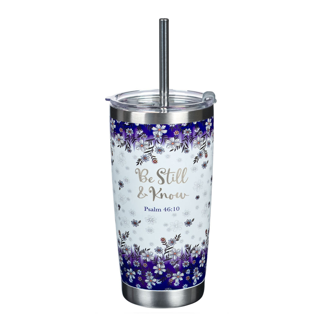 Travel Mug Be Still Psalm 46:10 (Stainless w/Straw)