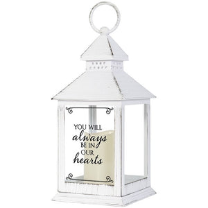 Lantern-Always Be In Our Hearts w/LED Candle & Timer (11" x 4" x 4")