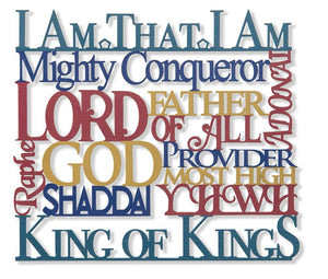 Wall Hanging-Names Of God Laser Cut Out Steel (10 X 11-1/2)  (#21122)