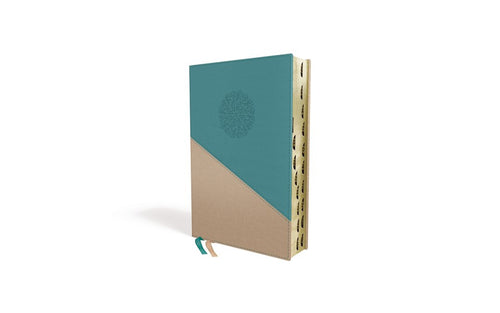 NIV Personal Size Bible/Large Print (Comfort Print)-Teal/Gold Leathersoft Indexed