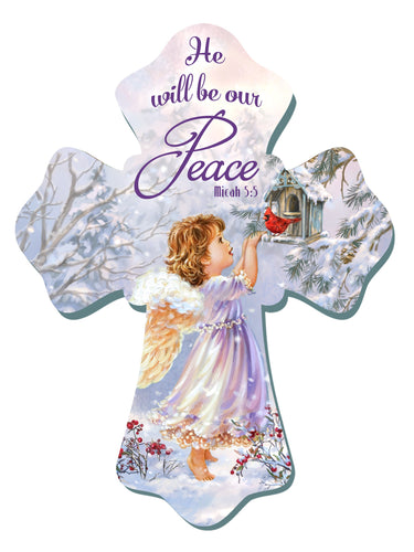 Wall Cross-He Will Be Our Peace w/Glitter (6