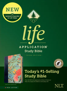 NLT Life Application Study Bible (Third Edition) (RL)-Teal Floral LeatherLike Indexed