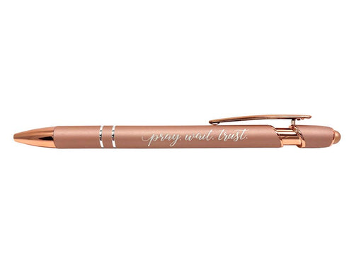 Soft Touch Gift Pen-Pray Wait Trust-Rose Gold