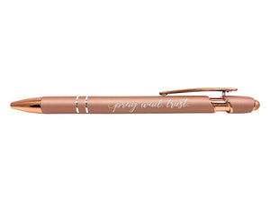 Soft Touch Gift Pen-Pray Wait Trust-Rose Gold