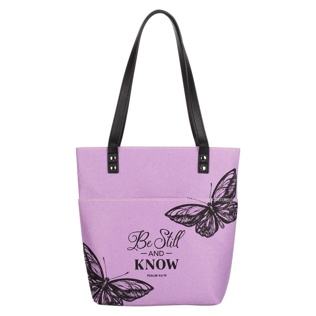 Tote Bag-Fashion-Be Still And Know-Lavender