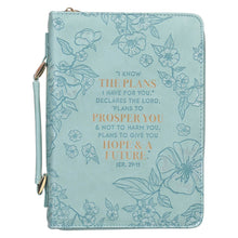Bible Cover-I Know The Plans I Have (Jeremiah 29:11)-Teal Faux Leather Fashion-Large
