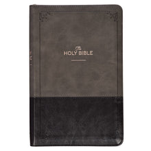 KJV Deluxe Gift Bible-Black/Gray Faux Leather w/Zipper