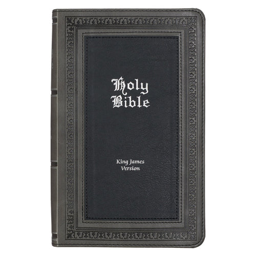 KJV Giant Print Bible-Gray/Black Faux Leather