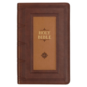 KJV Giant Print Bible-Saddle Tan/Butterscotch Faux Leather