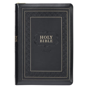 KJV Giant Print Bible (Full-Size)-Black Framed Faux Leather Indexed w/Zipper