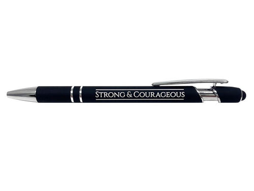 Soft Touch Gift Pen-Strong & Courageous-Black