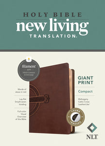 NLT Compact Giant Print Bible/Filament Enabled Edition-Mahogany Celtic Cross LeatherLike Indexed