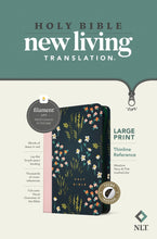 NLT Large Print Thinline Reference Zipper Bible  Filament Enabled Edition-Meadow Navy Pink LeatherLike Indexed