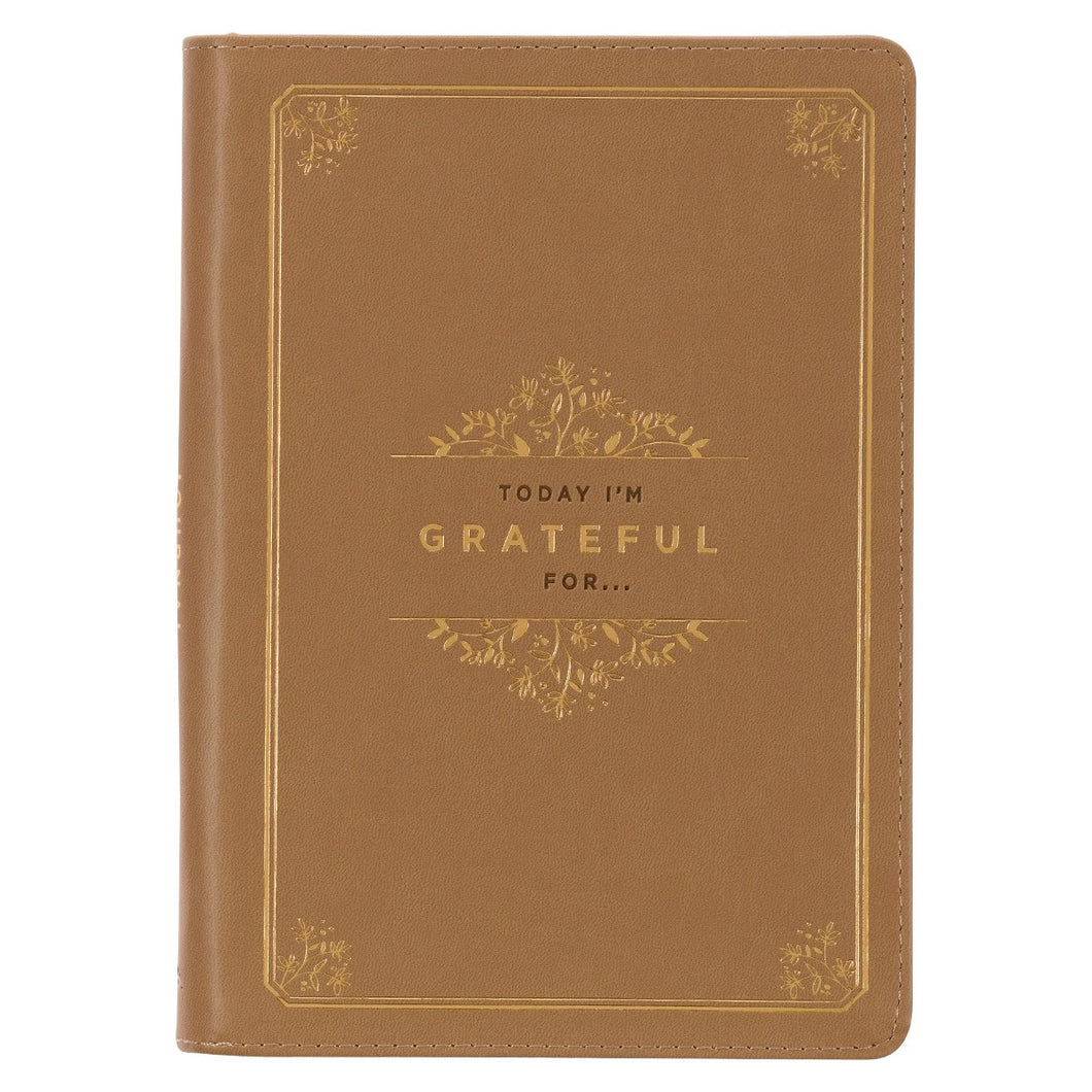 Journal w/Zip Faux Leather-Grateful