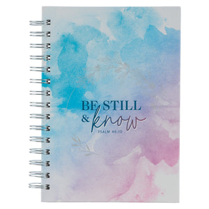 Journal Wirebound LG Be Still Watercolor Ps. 46:10