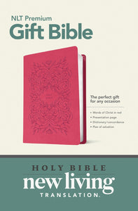 NLT Premium Gift Bible-Verry Berry Pink Vines LeatherLike