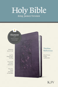 KJV Thinline Reference Bible  Filament Enabled Edition-Floral Frame Purple LeatherLike