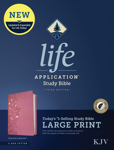 KJV Life Application Study Bible/Large Print (Third Edition)-Peony Pink LeatherLike Indexed