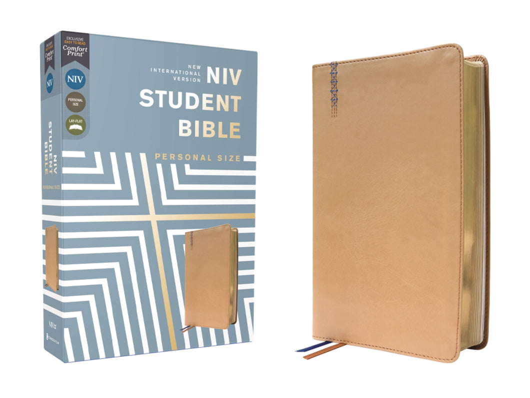 NIV Student Bible/Personal Size (Comfort Print)-Tan Leathersoft