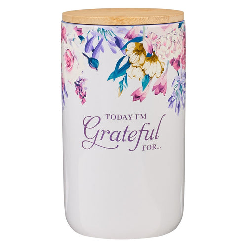 Gratitude Jar-Today I'm Grateful For... w/Cards (Purple Floral)