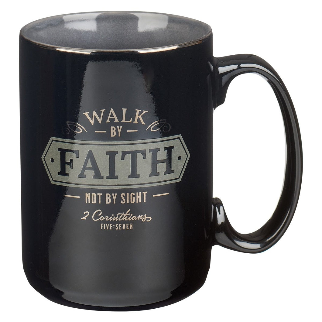 Mug-Walk By Faith  Not By Sight (2 Corinthians 5:7)-Black (14 Oz) (MUG939)