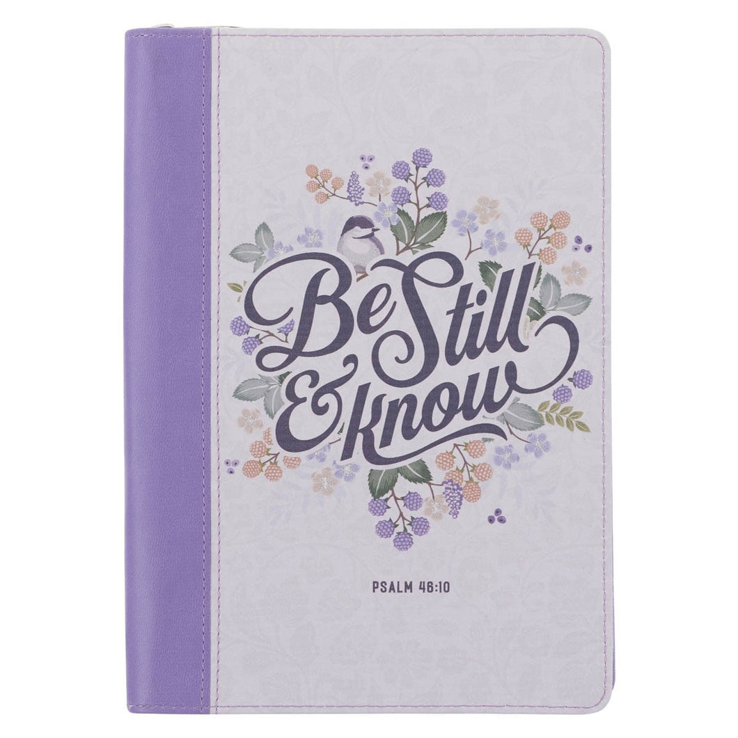 Journal-Classic w/Zip Two-Tone-Be Still and Know Psalm 46:10