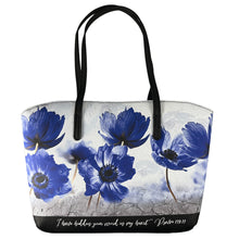 Bible Cover-Wedge Shape-Psalm 119:11-Blue Floral/Black-XLG