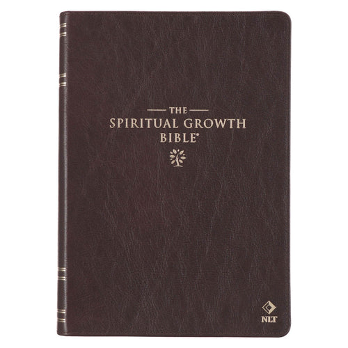 NLT Spiritual Growth Bible-Matador Tan Full-Grain Leather