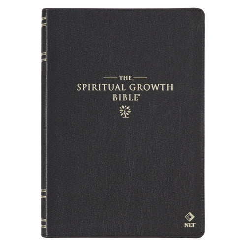 NLT Spiritual Growth Bible-Black Full-Grain Leather