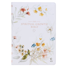 NLT Spiritual Growth Bible-Cream Floral Faux Leather