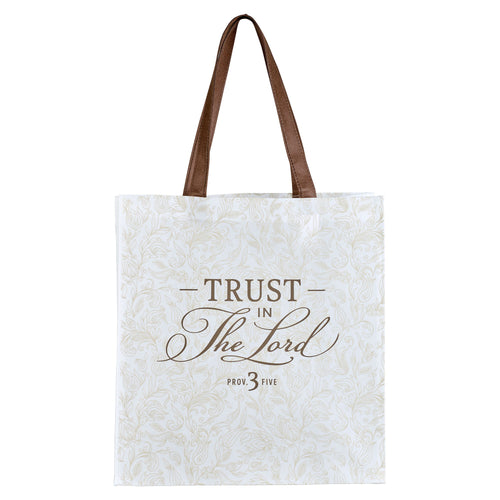 Tote Bag-Trust In The Lord-White/Brown