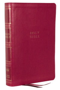 NKJV Compact Center-Column Reference Bible (Comfort Print)-Dark Rose Leathersoft Indexed