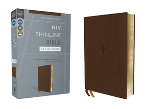 NIV Thinline Bible/Large Print (Comfort Print)-Brown Leathersoft