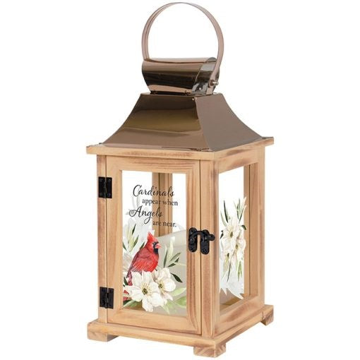 Lantern w/LED Candle & Timer-Cardinals (13.5