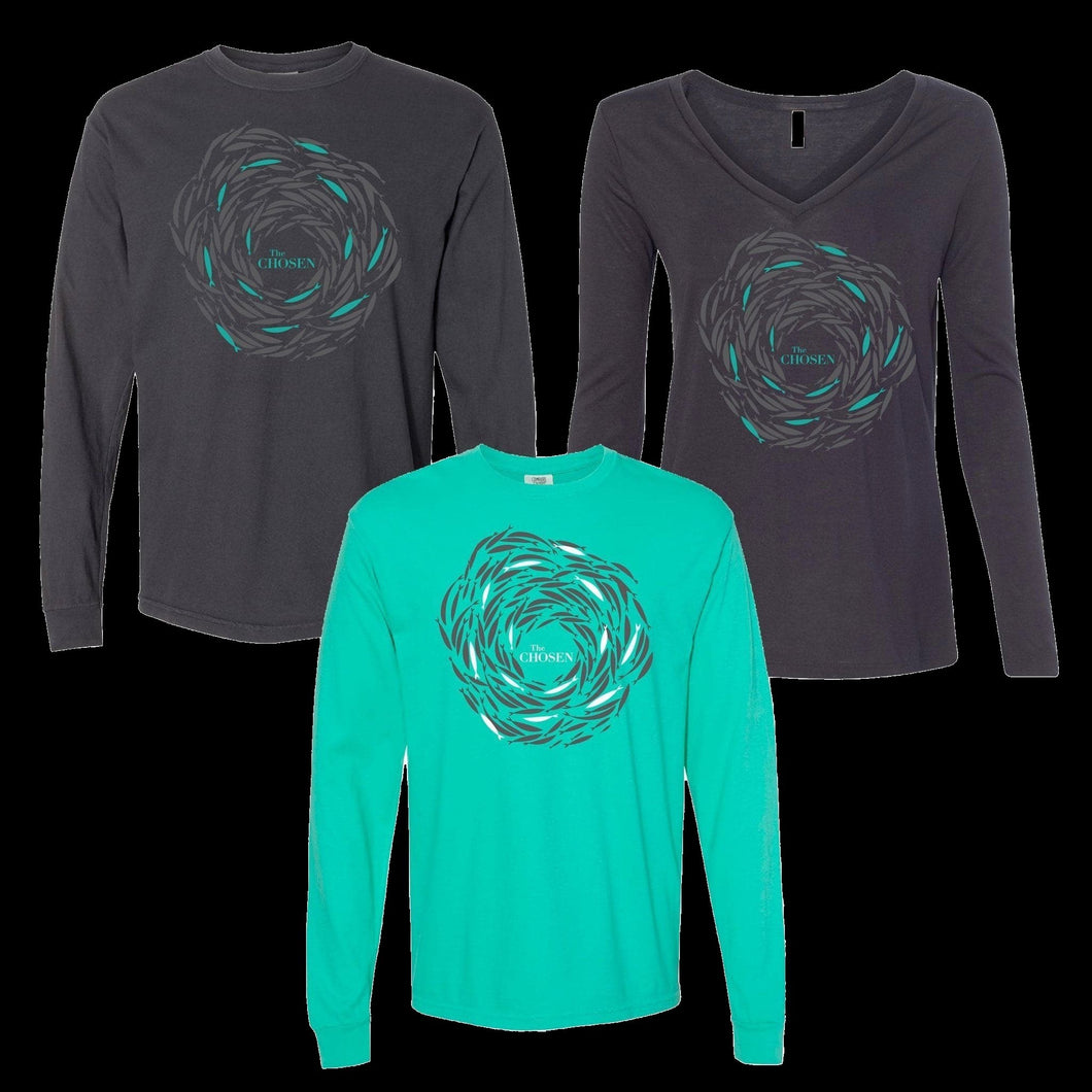 Tee Shirt-Against The Current--Teal-Long Sleeve-Medium