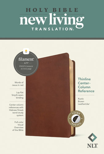 NLT Thinline Center-Column Reference Bible  Filament-Enabled-Rustic Brown LeatherLike Indexed