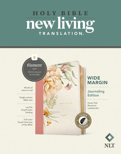 NLT Wide Margin Bible  Filament-Enabled Edition-Dusty Pink Blossoms LeatherLike Indexed